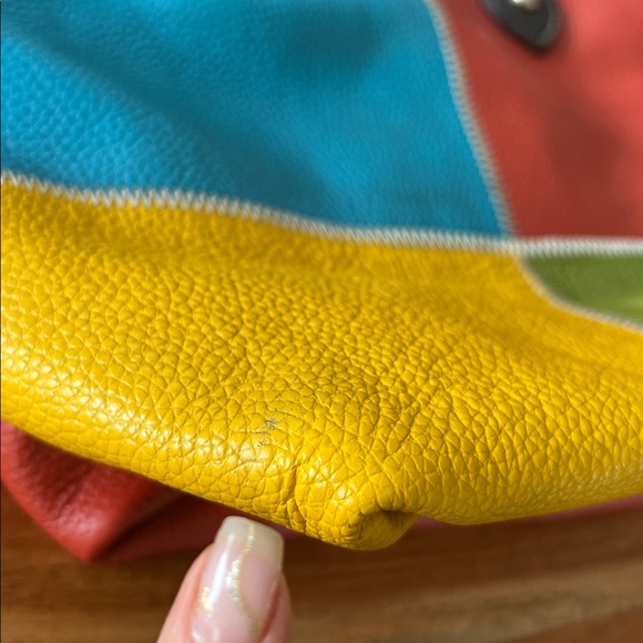 Multicolored Patchwork High Quality Pebbled Leather Purse - Picture 10 of 17